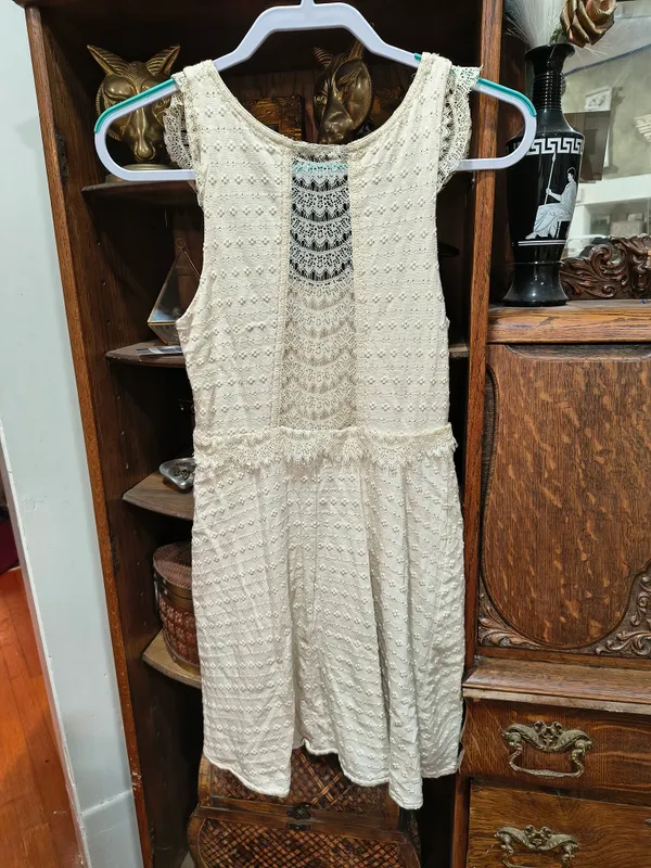 Free People Cream Lace Sleeveless Fit & Flare Dress - Image 2