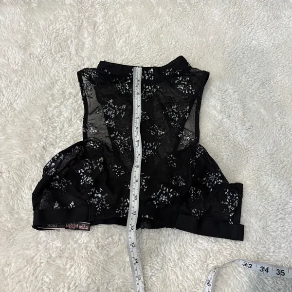 Victoria's Secret Womens Black Mesh High Neck Bralette Sparkly Sz L Emo Girl Festival Grunge - Image 4