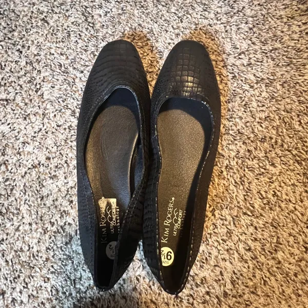 Kim Rogers Devyn Black Croc Embossed‎ Ultra Comfort Ballet Flats Womens 9.5M - Image 2