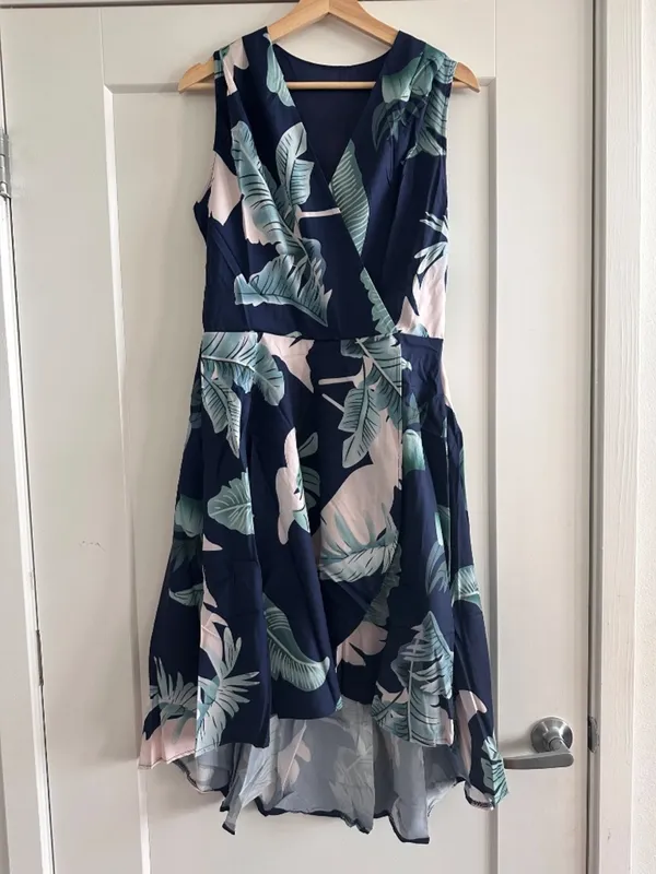 Tropical High Low Dress Blue Size L - Image 3