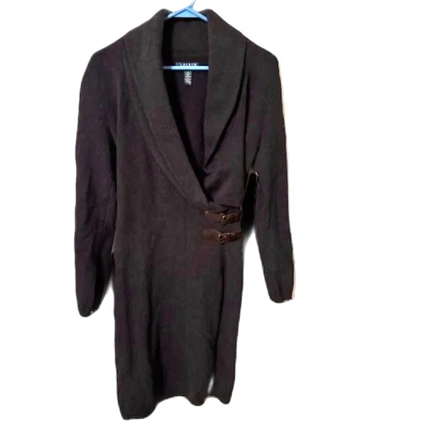 Lauren Ralph Lauren Buckle Wrap Sweater Dress Sz S Elegant Knit Workwear - Image 3