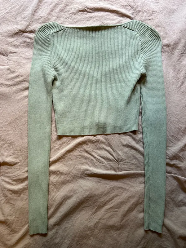Princess Polly Light green ribbed crop top  - Image 4