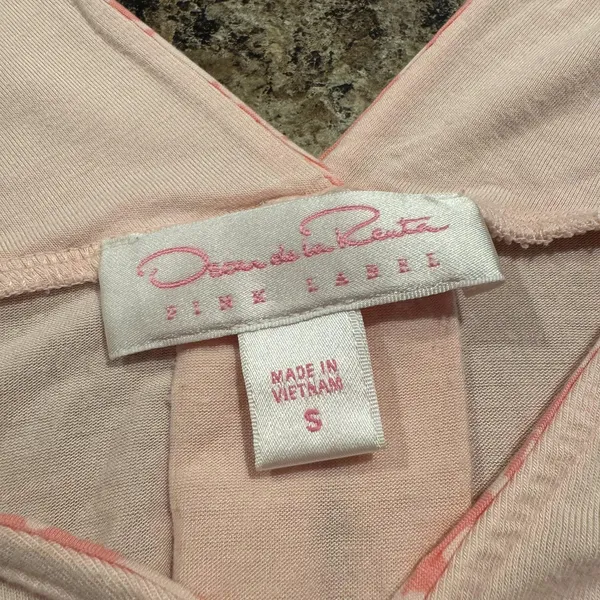 Oscar De La Renta Pajama Set Pink Label Boho Spring Summer Floral Pink Small - Image 4