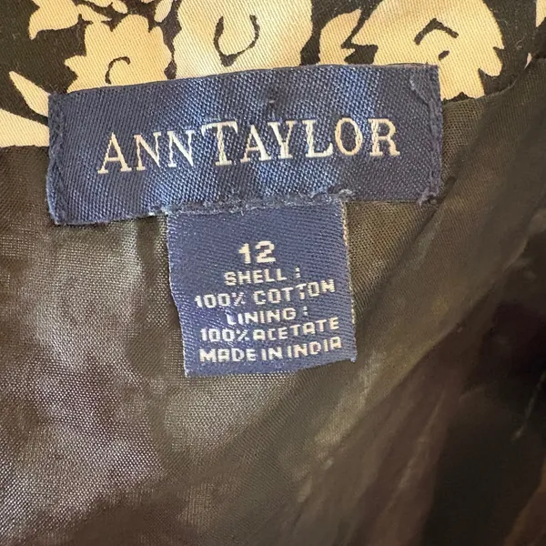 Ann Taylor Black White Floral Fit & Flare Spaghetti Strap Dress Size 12‎ - Image 7