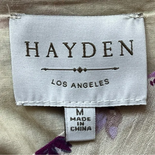 Hayden Los‎ Angeles Purple Floral Tiered Smocked Waist Rayon Dress Medium Boho - Image 6