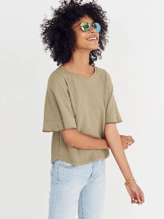 Madewell Texture & Thread Flutter-Sleeve Women’s Top size Small - Image 8