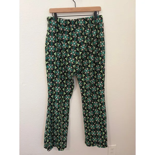 Anthropologie Maeve Size Large Flared Pants Sabine Knit Kick Flare Retro Funky - Image 10