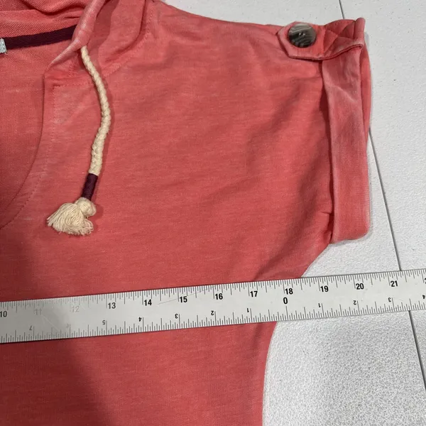 Maurices Short Sleeve Hooded Pullover Swim Beach Cover Top Womens XS Orange-Pink - Image 9
