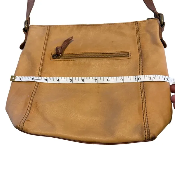 The‎ Sak Tan Brown Leather Crossbody Bag Medium Messenger Purse Zip Pocket Boho - Image 4