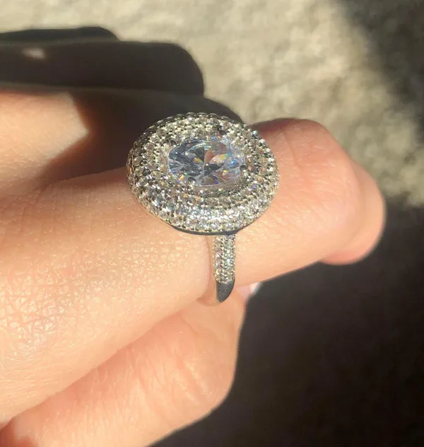 925 Silver Circle Diamond 💍 Ring - Image 3