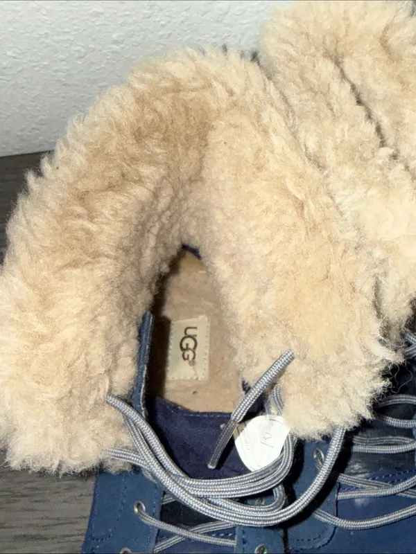 UGG Cecile Navy Blue Leather Sheepskin Duck Boots 1014361K Size 5 - Image 14