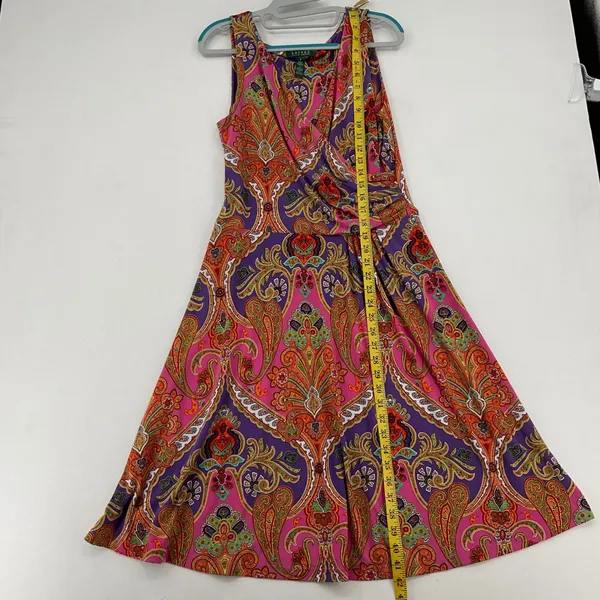 Lauren‎ Ralph Lauren Pink Purple Paisley Faux Wrap Dress Sleeveless Small - Image 7