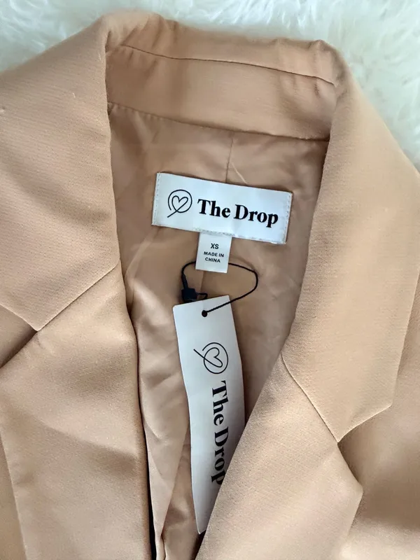 The Drop Blake Long Blazer in Praline, Size XS Tan - Image 2