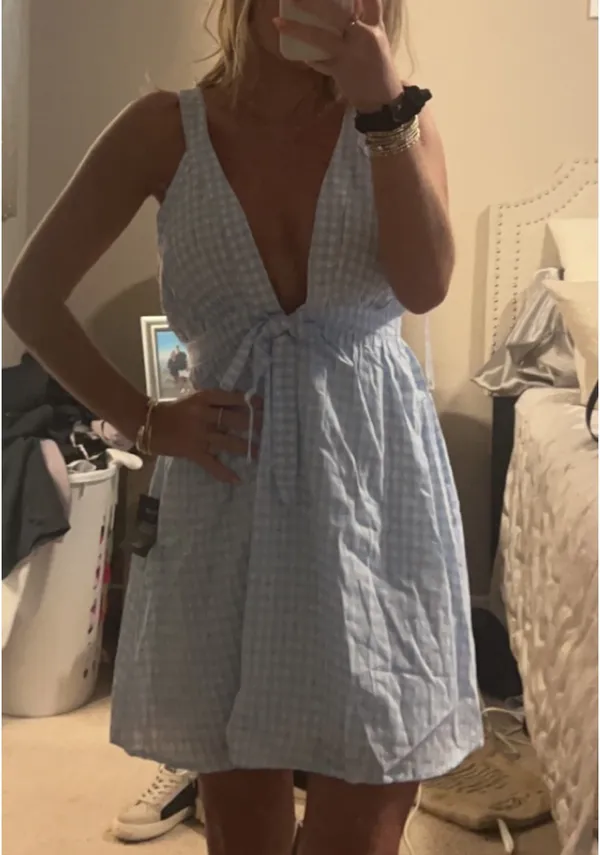 Lulus dreamy afternoon blue gingham dress - Image 2