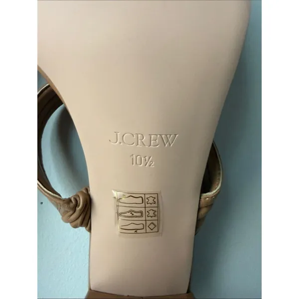 J.Crew Tan Leather Strappy Slide Sandals 3” Block Heel Square Toe - Image 3