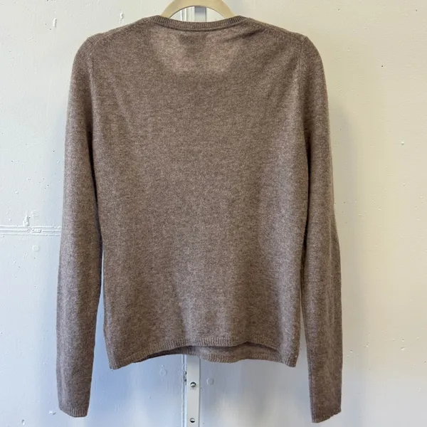 Adrienne Vittadini 100% 2-Ply Cashmere Crew Neck‎ Sweater Brown Taupe Medium - Image 2