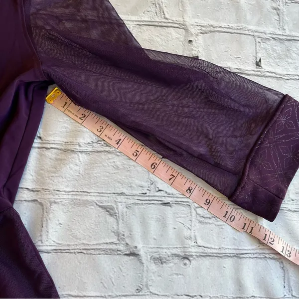 R & M Richards Vintage Open Front Top Duster Sheer Purple Long Sleeve XL Loose - Image 10