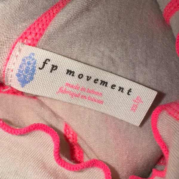 Free People Movement Sheer high mock neck top with hot pink detailing - Image 7