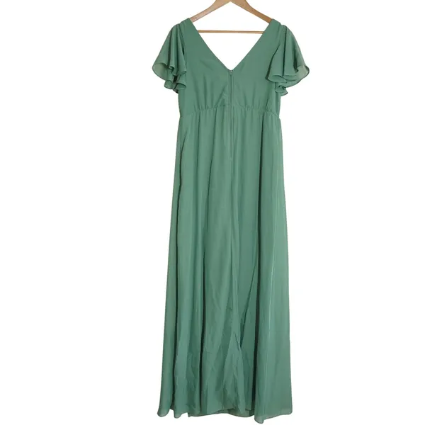Birdy Grey NEW Hannah Chiffon Maxi Dress Eucalyptus Green Flutter Sleeve V-Neck - Image 7