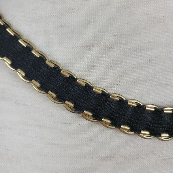Vintage Gold Tone Embossed Metal Disc Coins Elastic Waist Belt Disco Glam - Image 6