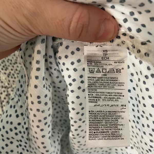 Old Navy‎ Womens Polka Dot Smocked Peplum Top White Blue XS 584277-00-1 - Image 6