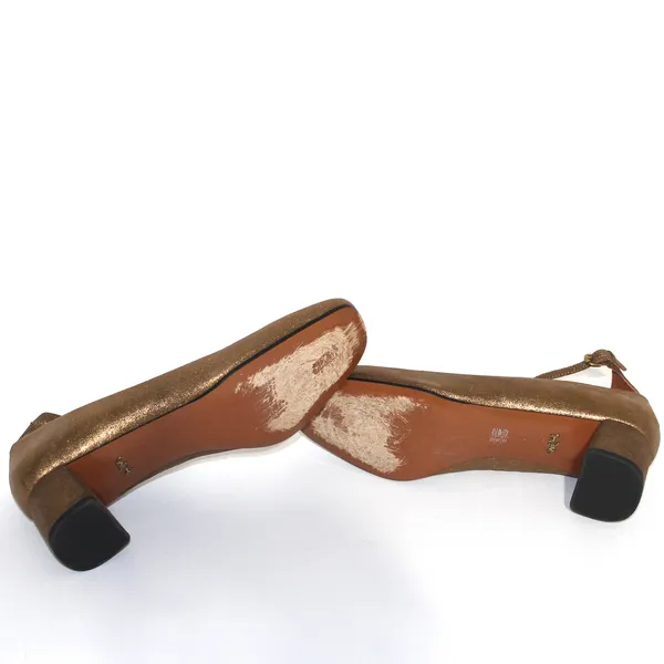 Coach Ankle Strap Pump Metallic Suede Size 9 - Image 9