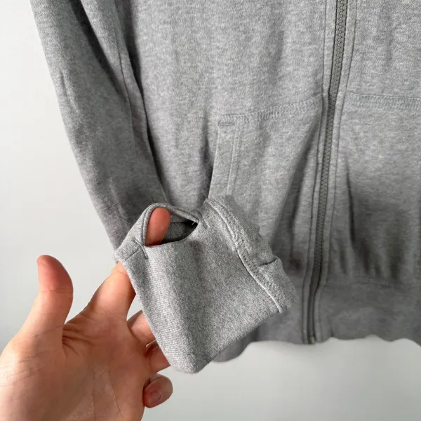 Pact Organic Cotton Full Zip Hoodie Heather Gray Thumbhole Athleisure‎ Womens Sm - Image 4