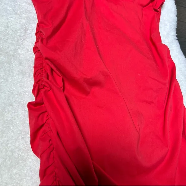 Tiger Mist Red Millie Ruched Mini Dress - Image 5