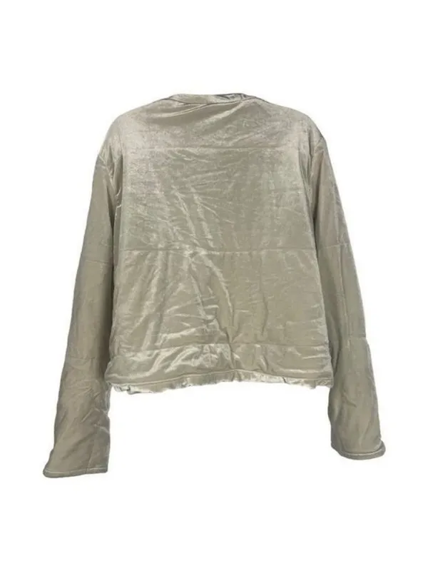 Lauren Conrad Womens Gold Shimmer Velvet Jacket Size L Full Zip Lightweight - Image 8