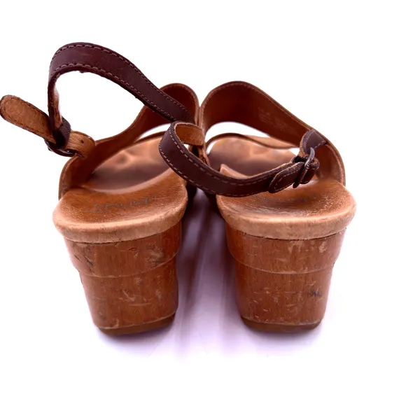 Dansko Women's Leather Tamia Brown Wooden Wedge Heels Size 39 / 9 - Image 5