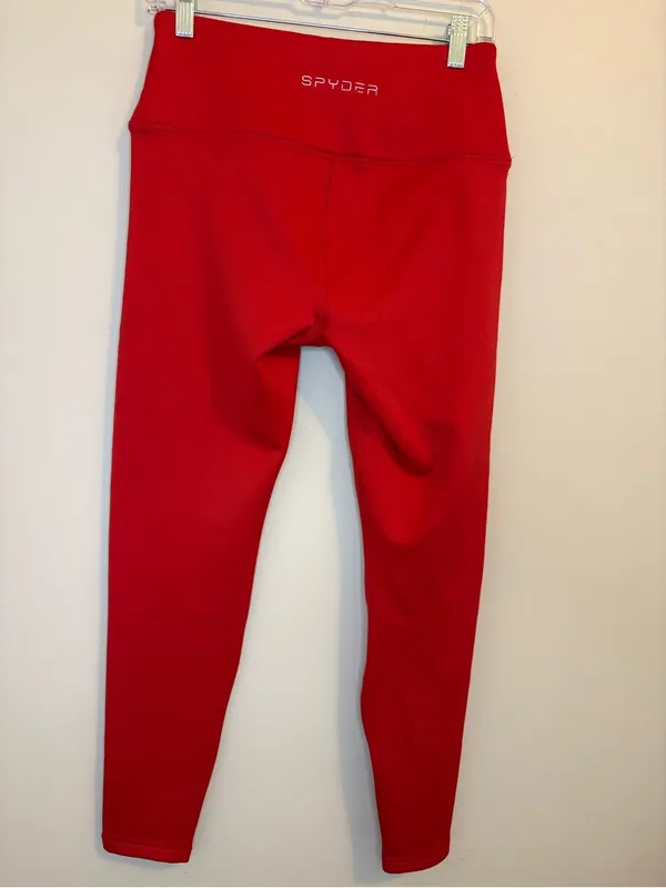 Spyder Active Fleece Lined Leggings Red High Rise Women’s Medium - Image 2