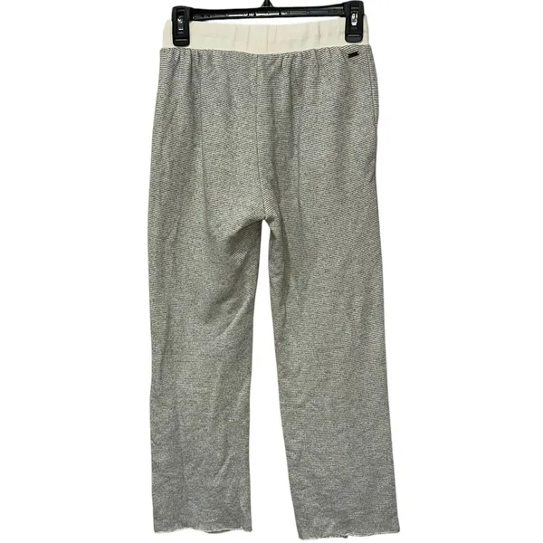 O’Neill Lounge Pants Womens Small Gray Cream Striped Drawstring Wide‎ Leg Casual - Image 2