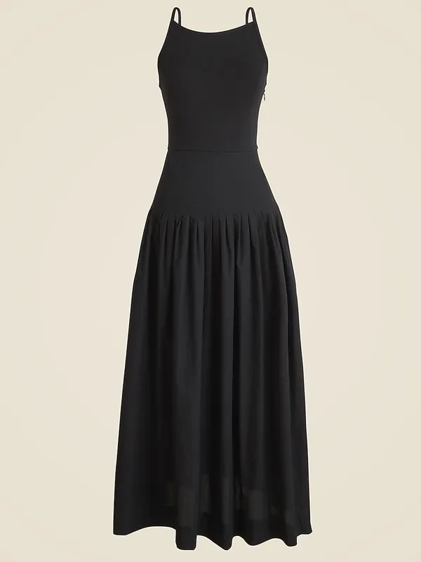 J. Crew Pintuck Mixy Drop Waist Midi Dress in Black Size XXS - Image 2