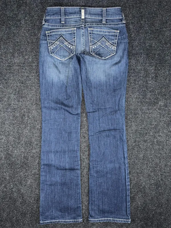 Ariat 26 x 33.5 REAL Mid Rise Stretch Original Boot Cut Blue Jeans 10011683 EUC - Image 2