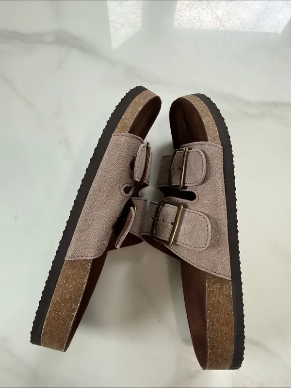 White Mountain Women's Light Taupe Double-Buckle Slide Sandals - Image 7
