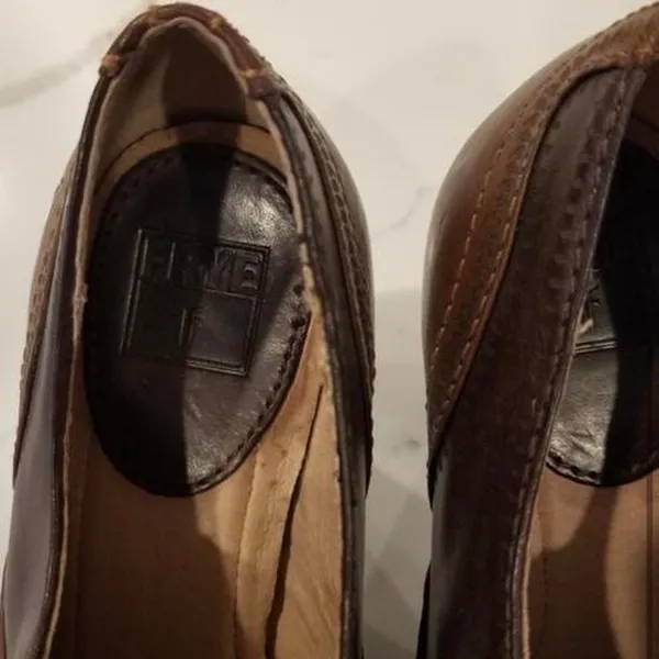 Frye Brown Cognac leather Oxford Pumps Heels - Image 4