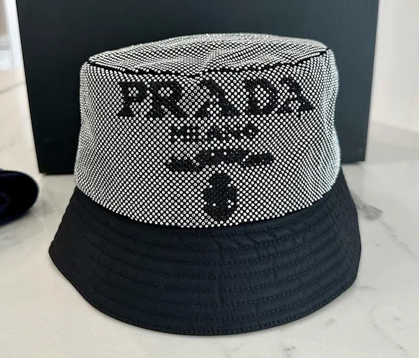 Prada Re-Nylon Logo Studded Bucket Hat - Image 2