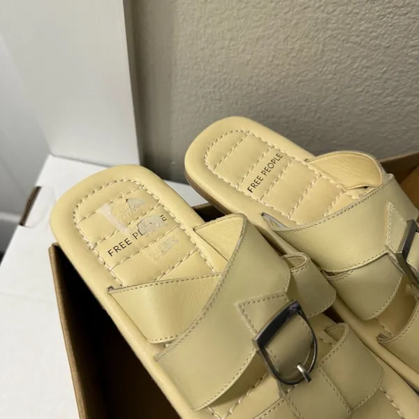 Free People Women’s 6.5 Cream Sloan Buckle Sandals - Image 2