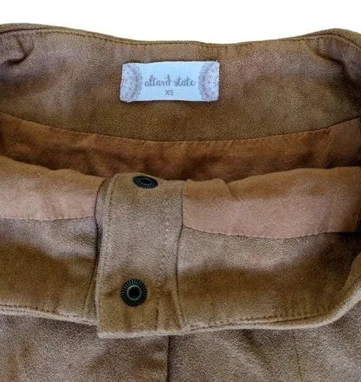Altar’d State | Button Front Suede Mini Skirt | Size XS - Image 2