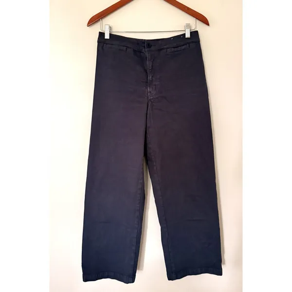 Madewell Emmett Wide Leg Crop Pant Ink Cotton Stretch Welt Pockets High Rise 27 - Image 2