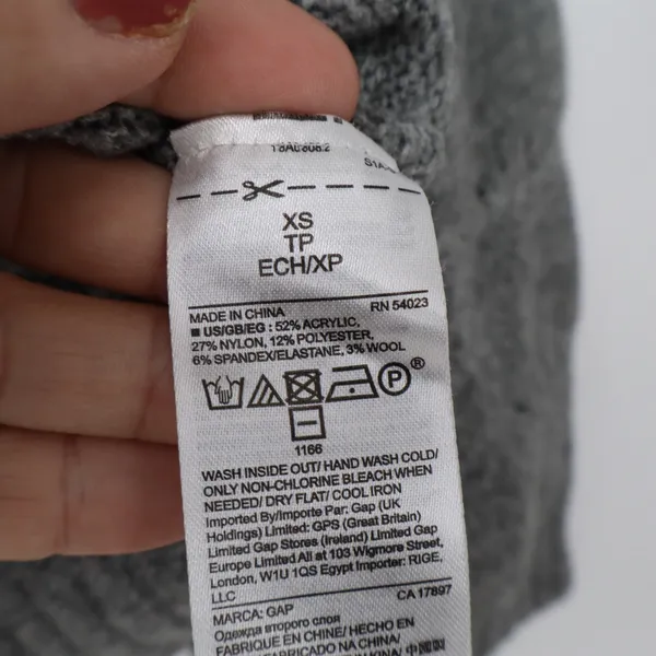 Gap Sweater Womens XS Pointelle Knit Gray Long Sleeve Crew Neck Excellent - Image 4