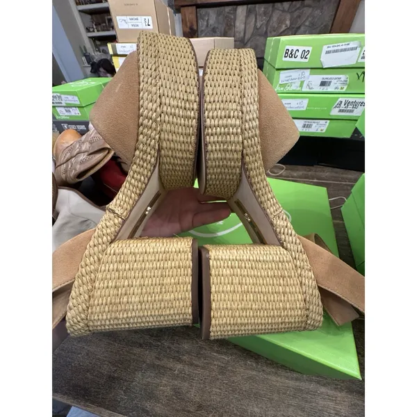 New Womens Sam Edelman Immie Ankle Strap Sand Suede Heeled Sandals‎ Size 10 M - Image 11