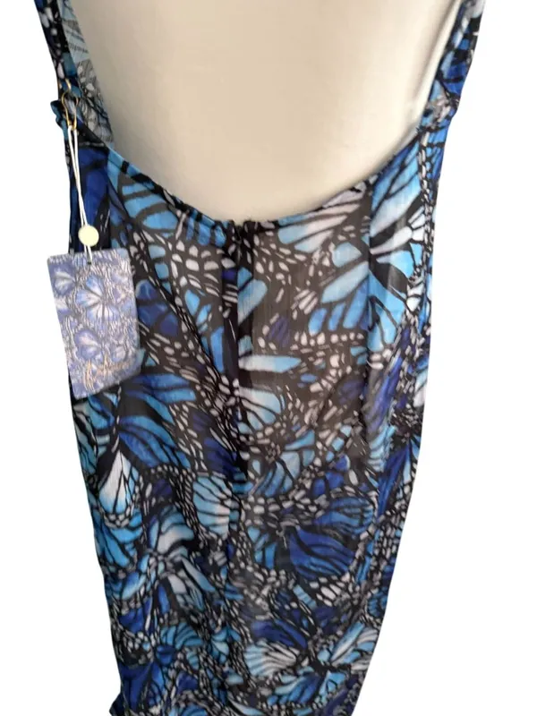 TOLUCA Butterfly Blue Sheer Maxi Gown Dress Size L NEW NWT - Image 9