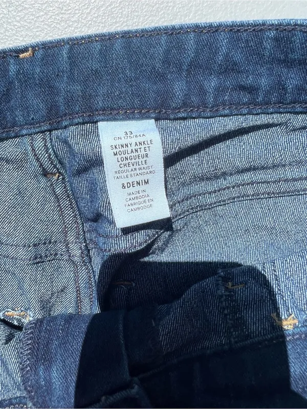 H&M Two-Tone Dark Blue Straight Leg Jeans - Image 2