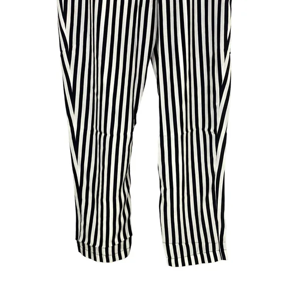 NWT Sans Souci Striped Lightweight Satin Feel Trouser Ankle Pant M Black White - Image 8