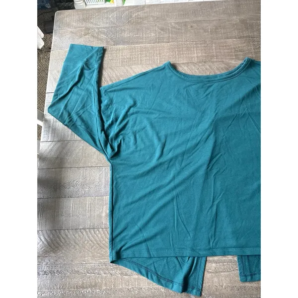 Old Navy Women's Teal Lightweight French Terry‎ Split-Back Sweatshirt Size XL - Image 2