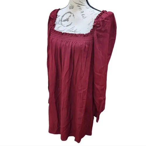 Reformation NWT Hudsen Dress in Plum Burgundy Long‎ Sleeve Smocked Medium - Image 5