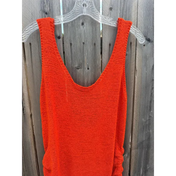 SNDYS Byron Women's Burnt Orange Crochet Scoop Back Mini Dress Sz Small - Image 4
