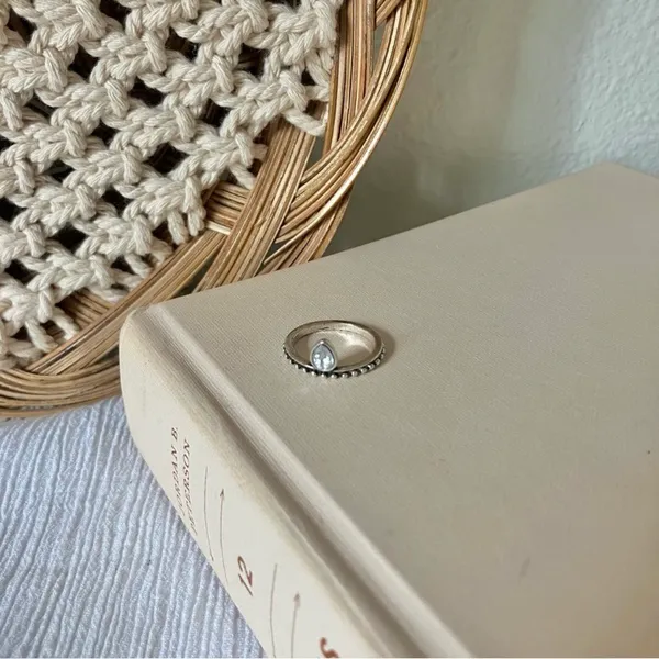 Crown Ring Pear Teardrop Bohemian Stacking Band Vintage “Tuilelaith” Silver Jewelry - Image 10