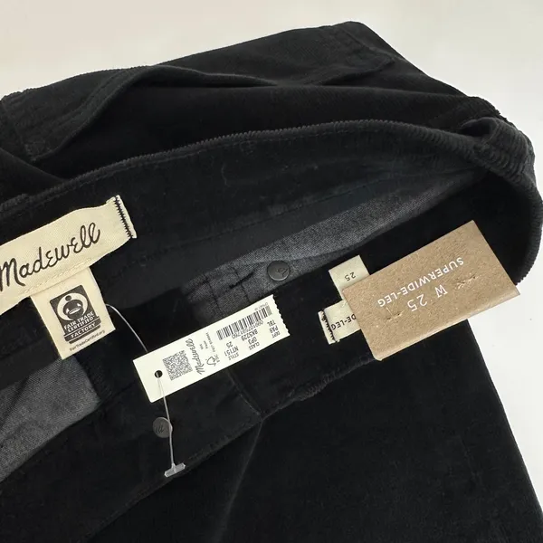 Madewell Superwide Leg Pants Corduroy Black High Rise Stretch Cotton US 25 NWT - Image 10